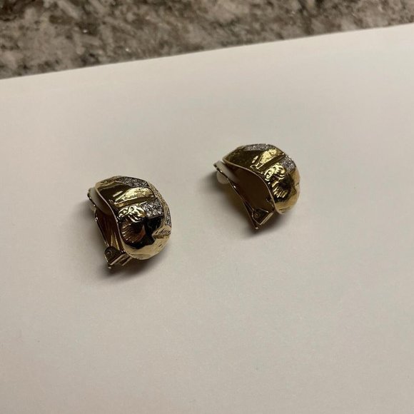 Designer HUTTON WILKINSON Gold Tone Clip on Clip-on Earrings - Picture 4 of 9